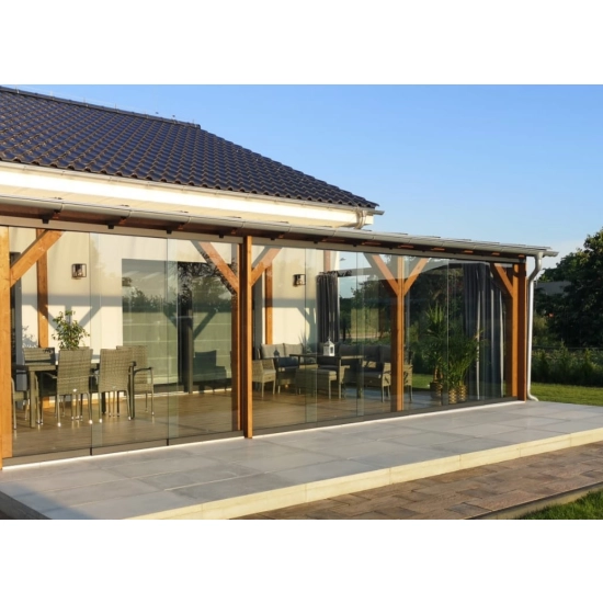 Przesuwna szklana ściana - 390 cm system 4 torowy - 4 panele